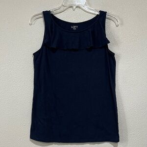 LOFT Women's Elegant Navy Ruffle Tank